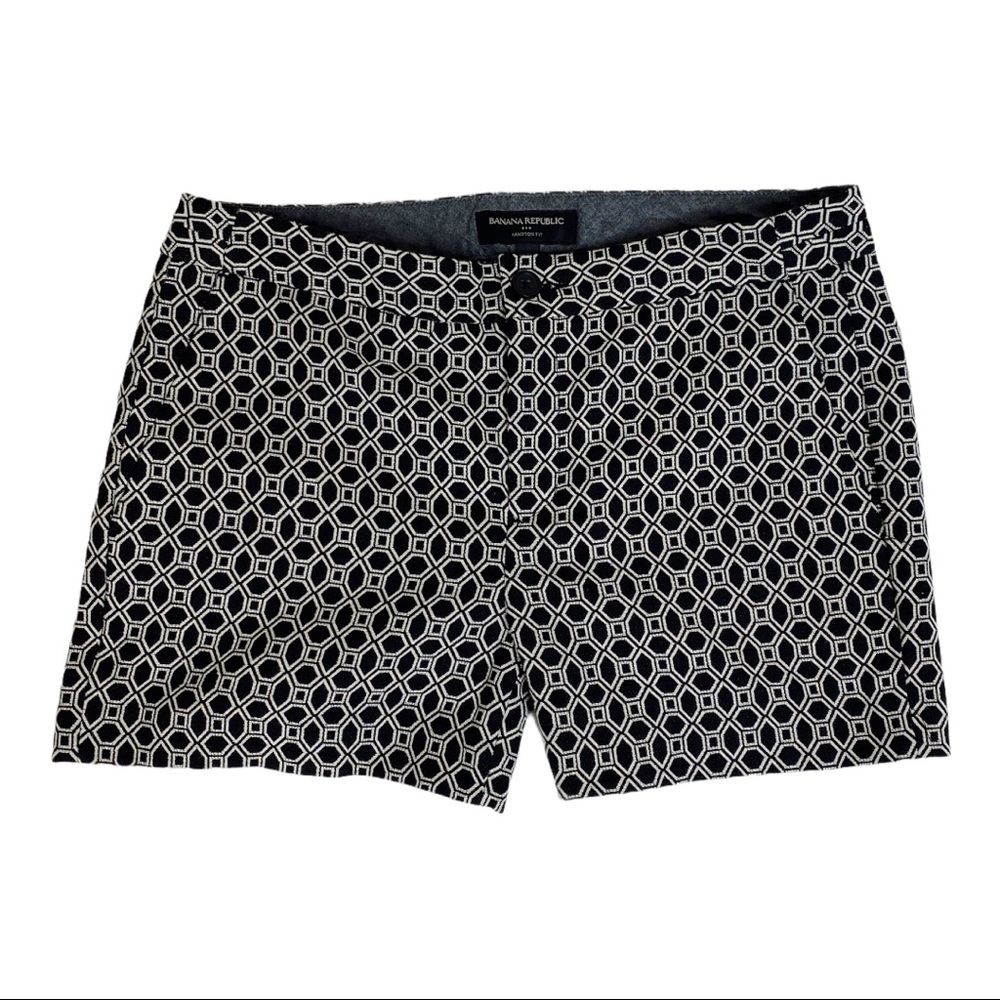 Banana Republic Hamilton Fit Navy Geometric Shorts SZ 4 Mod Classic Pockets